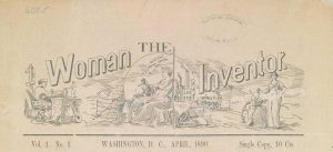 Masthead of The Woman Inventor publication, 1891