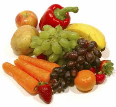 A bunch of fruits and vegetables.