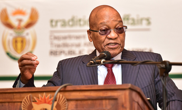 Former President of South Africa Jacob Zuma delivering a speech