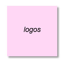 Textbox formatted as a pink Post-it note with the word 'logos' written on it.