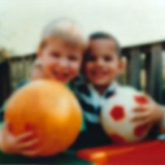Blurry photo of two children
