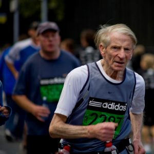 Person running in a marathon