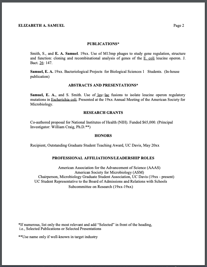Resume of Elizabeth Samuel, Page 2